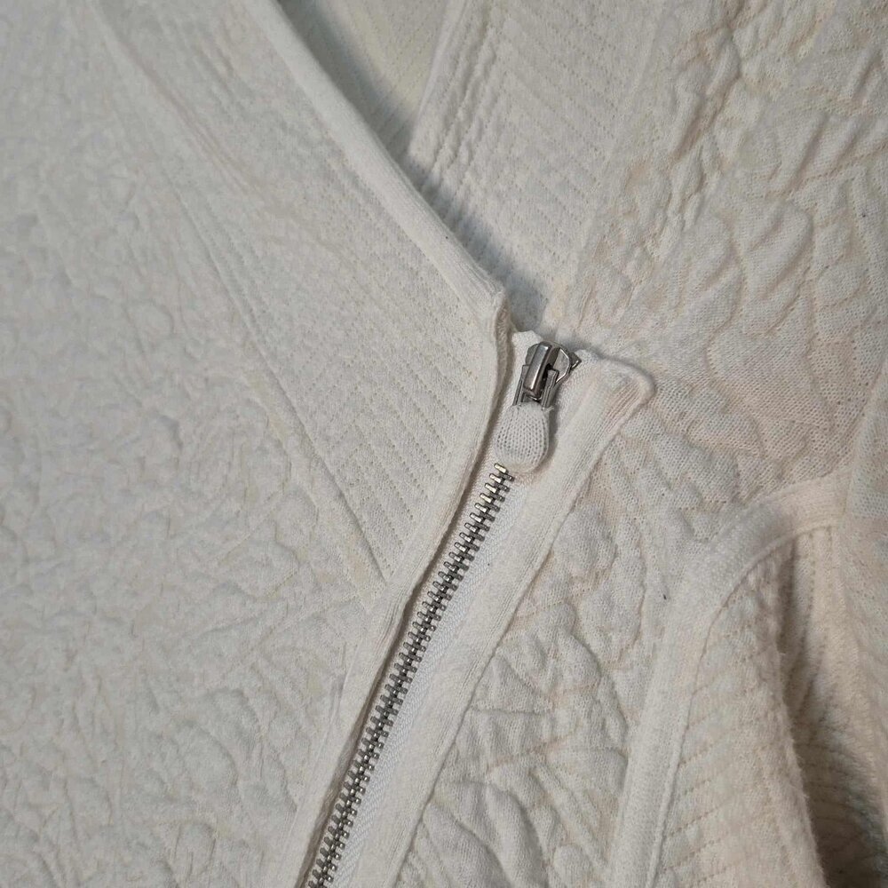🍄50% ANTHROPOLOGIE White Zip Cardigan sz M - Picture 5 of 8
